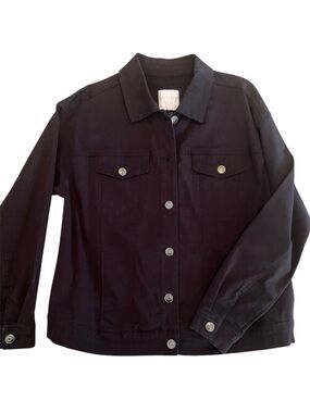 WVVY Classic Black Stretch Button Front Denim Twill Jean Jacket Size M Western